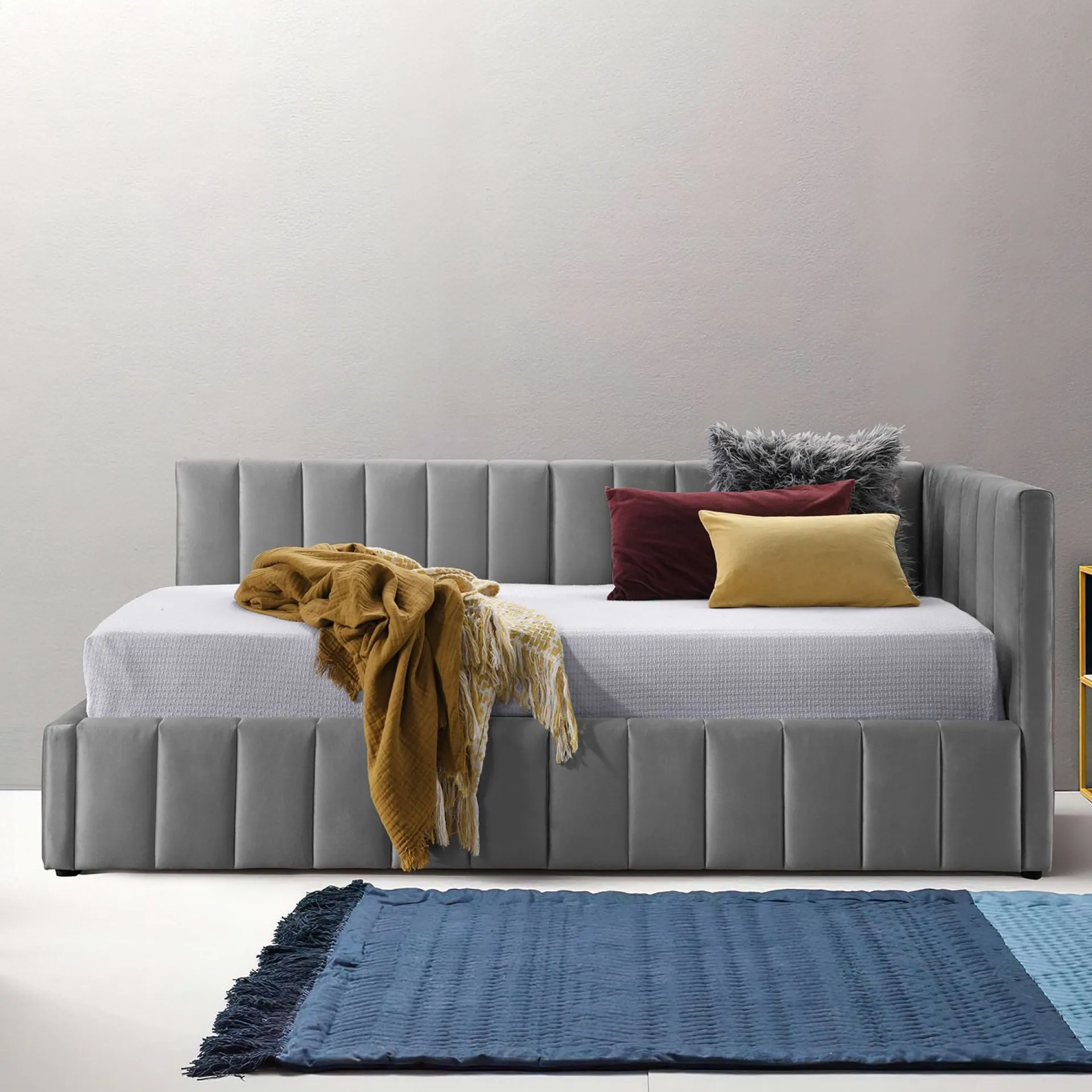 Seng HOME4YOU Jasper 90x200 cm med madrass Harmony Duo 80x40xh85 cm, melamin med eikebark