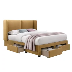 Seng Med Oppbevaring|Komplett Sengepakke-Seng HOME4YOU Sugi med madrass Harmony Top 160x200 cm Gul