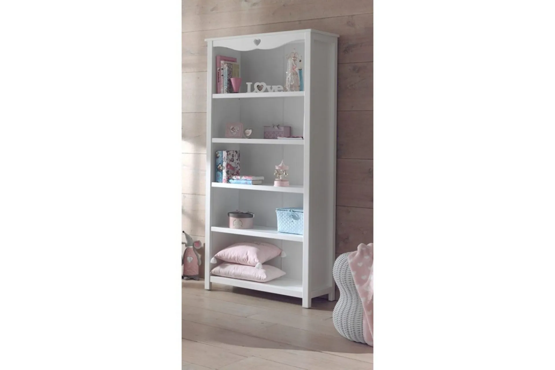 Seng med lamellbunn nattbord garderobe skrivebord bokhylle Amori 2-dørs