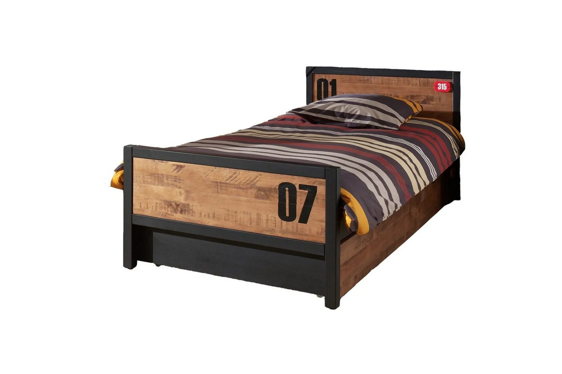 Seng med lamellbunn skuff nattbord garderobe kommode Alex