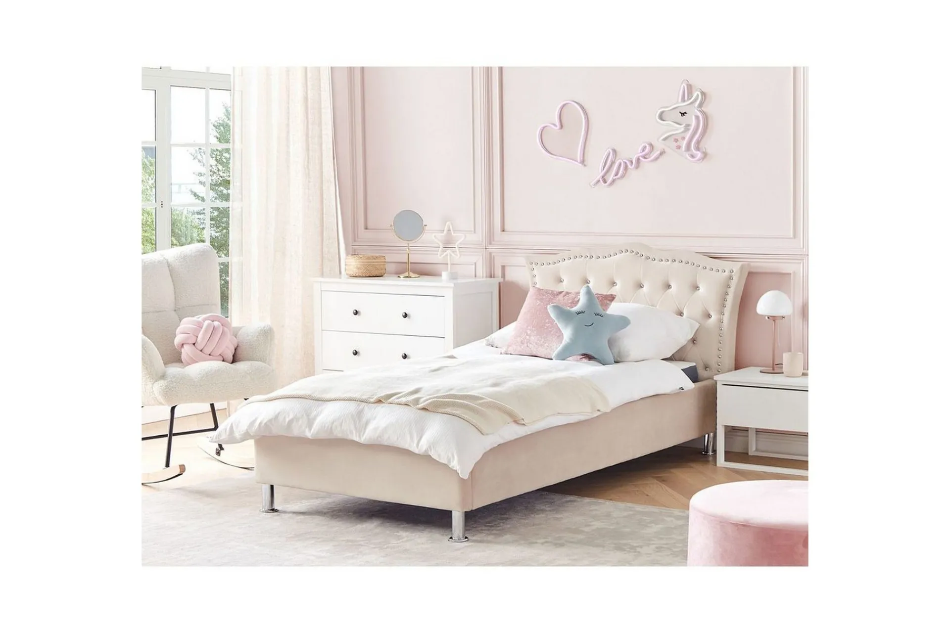 Sengeramme & Sengestamme-Seng med lamellramme Metz Beige,Sølv