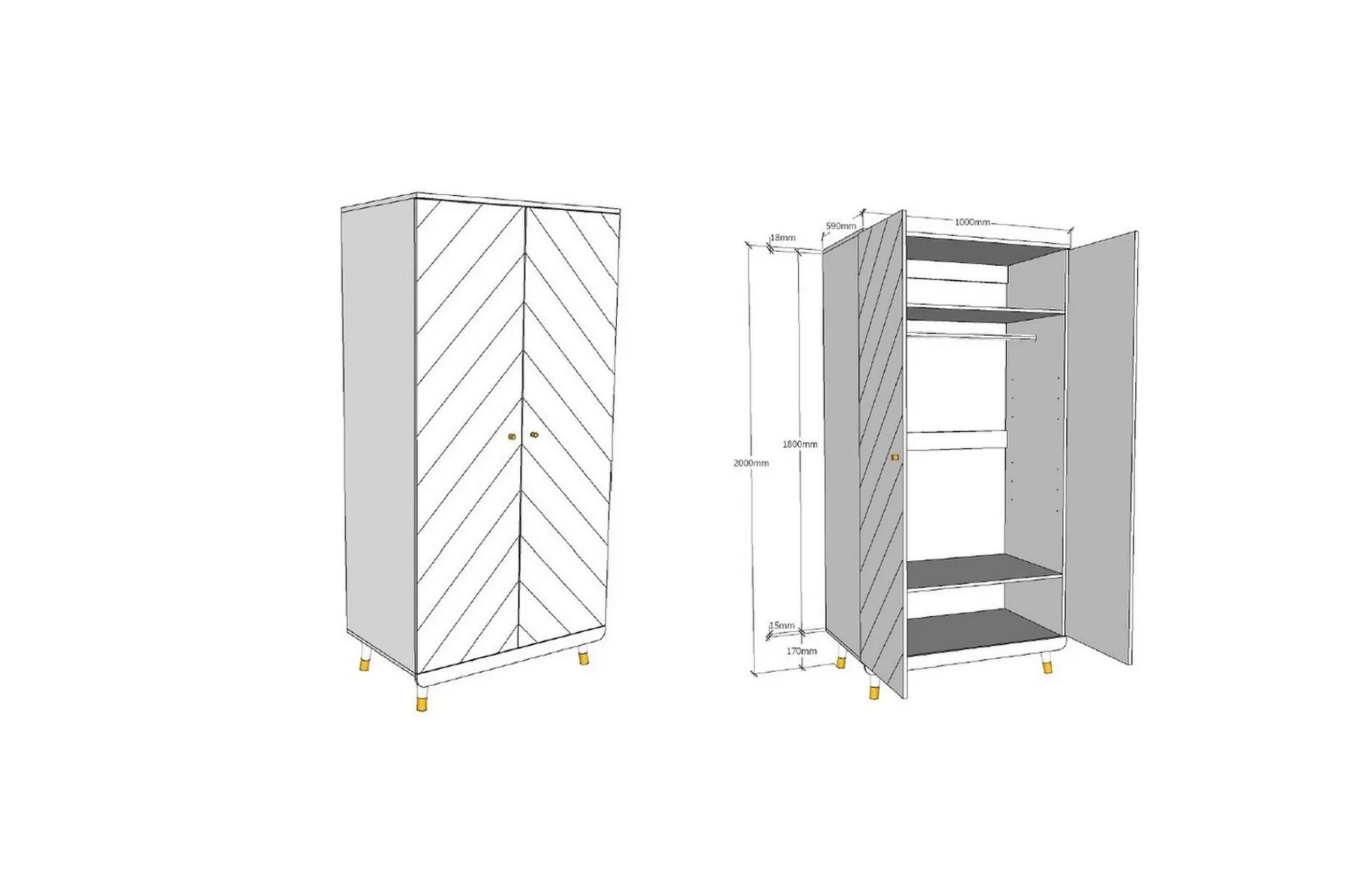 Seng med nattbord garderobe skrivebord Billy