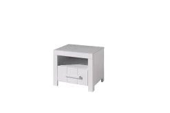 Møbelsett Til Soverom-Seng med ribbebunn nattbord to-dørs garderobe skrivebord bokhylle skuff Erik Hvit