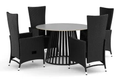 deNoord Spisegrupper Hage-Sensi utendørs spisegruppe 120 cm med 4 Jenny spisestoler