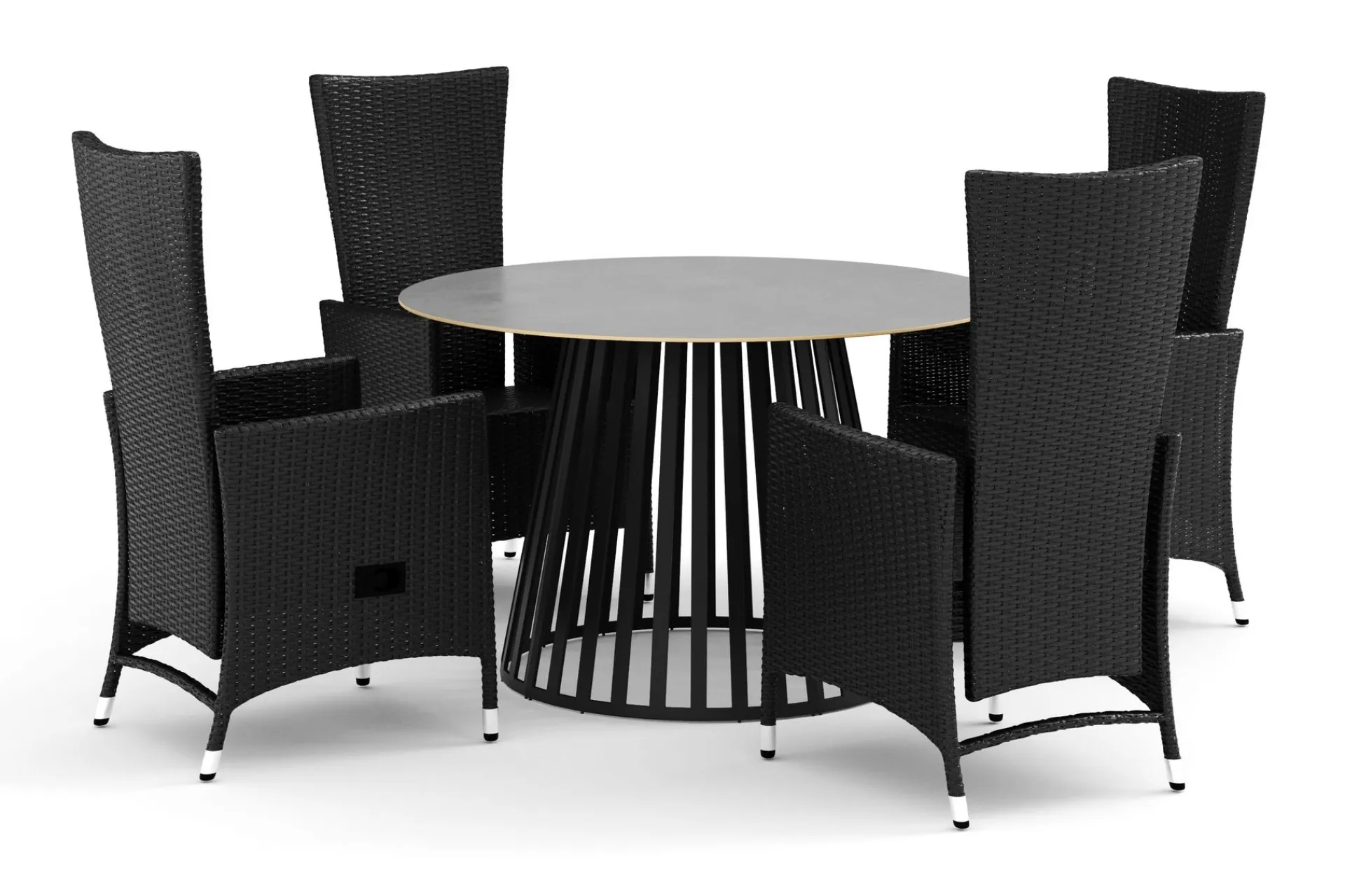 deNoord Spisegrupper Hage-Sensi utendørs spisegruppe 120 cm med 4 Jenny spisestoler