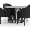 deNoord Sensi utendørs spisegruppe 120 cm med 6 Monaco Light regulerbare stoler