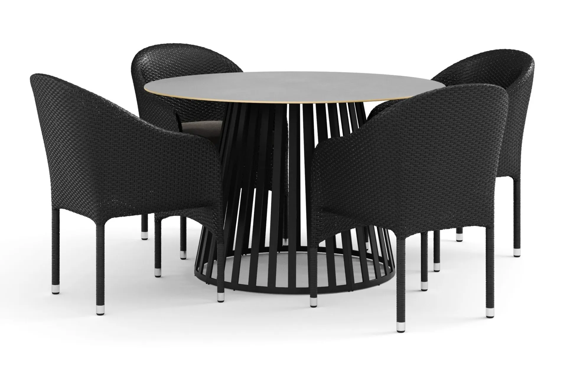 deNoord Sensi utendørs spisegruppe 120 cm med 6 Monaco Light regulerbare stoler