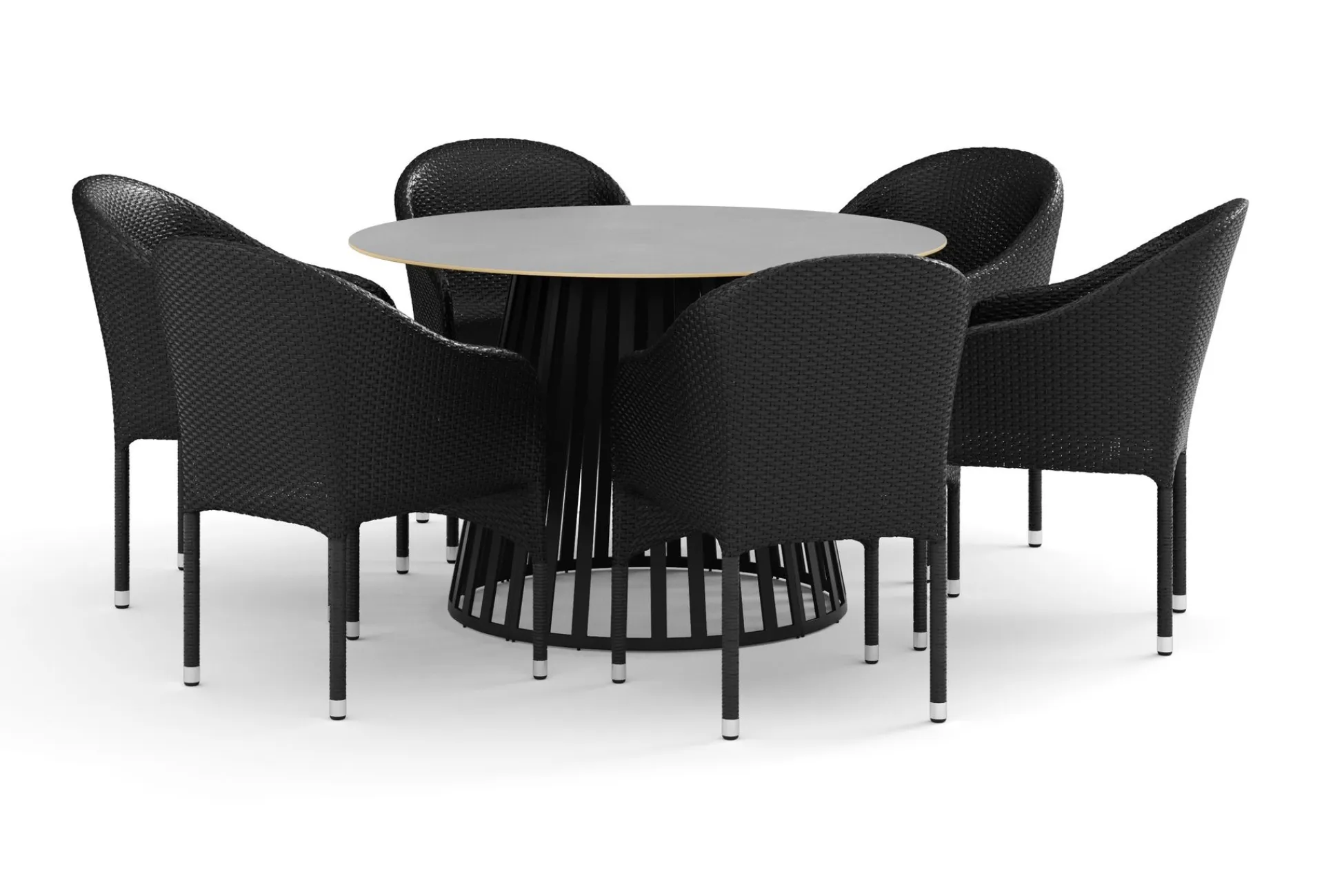 deNoord Spisegrupper Hage-Sensi utendørs spisegruppe 120 cm med 6 Thor lenestoler