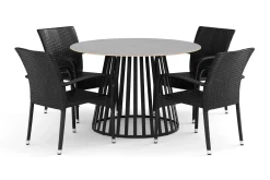 deNoord Spisegrupper Hage-Sensi utendørs spisegruppe 120 cm med 4 Thor Light utelenestoler