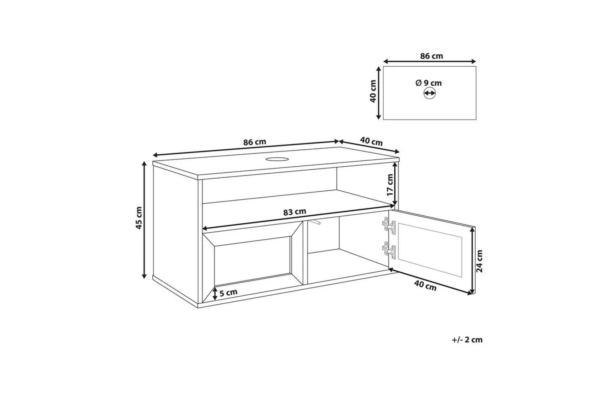 Baderom-Servantskap Rosell 86x40x45 cm Lysfarget tre