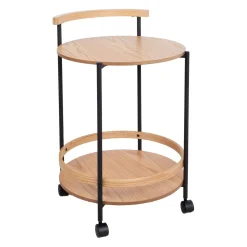 Barmøbler-Serveringsvogn HOME4YOU Genua 49x46x74 cm lyst tre/svart lys tre/ svart