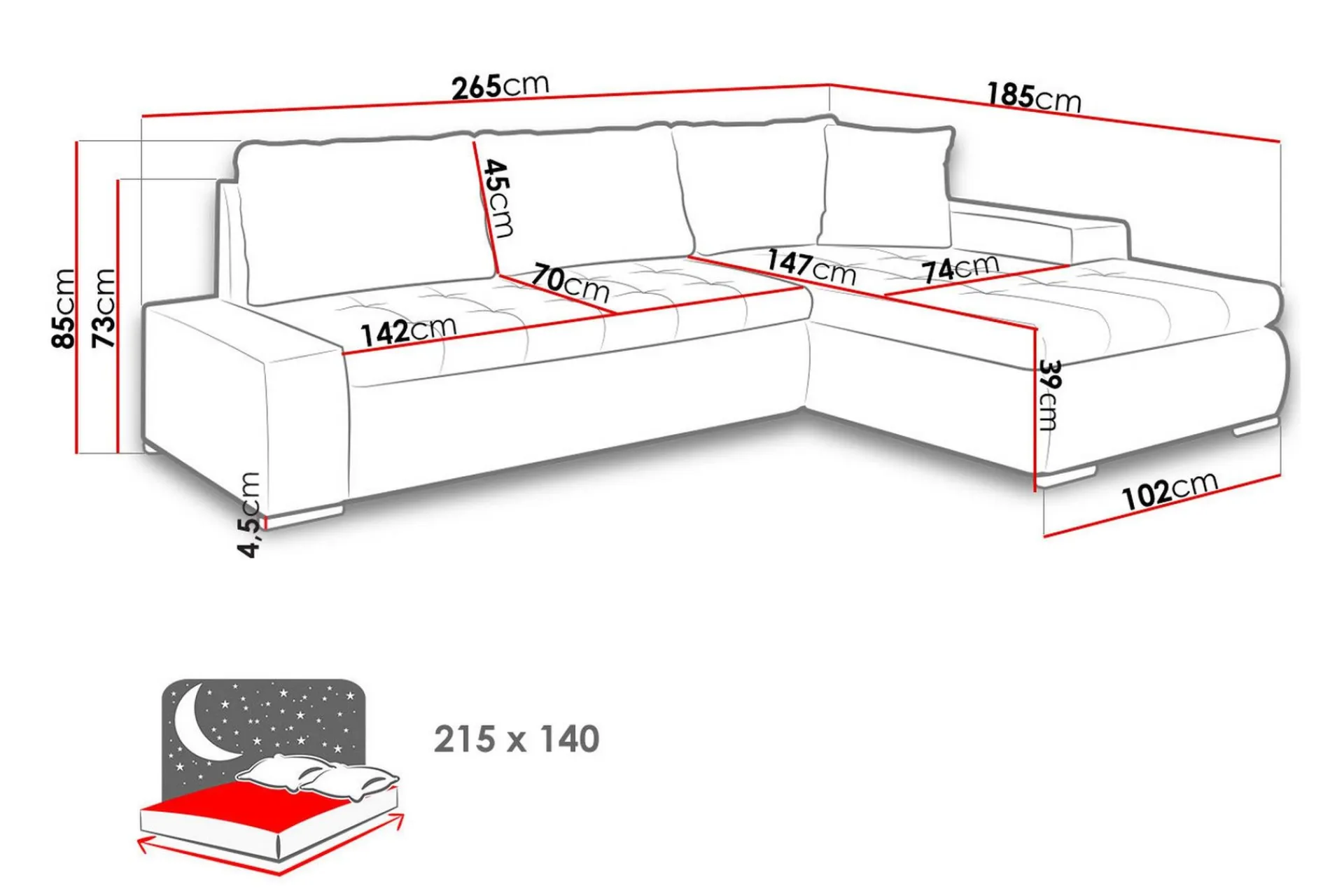 3-seters Hjørnesovesofa