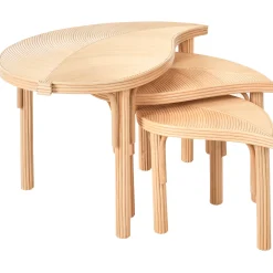 Loungebord & Sofabord Utendørs-Sett med 3 sofabord utendørs Paralia rotting Naturlig/beige
