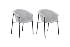 Karmstoler-Sett med 2 spisestoler Ames Grey,Svart