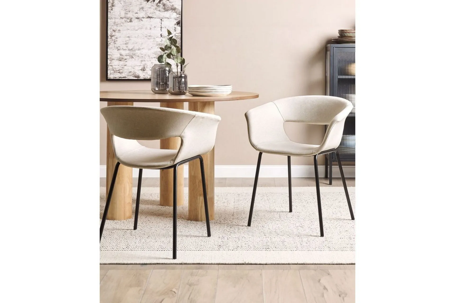 Karmstoler-Sett med 2 spisestoler Elma Beige,Svart