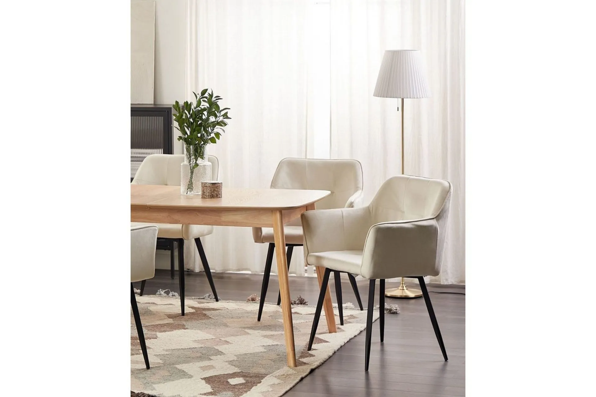 Karmstoler-Sett med 2 spisestoler Jasmin Beige,Svart