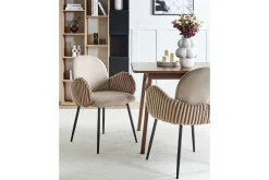 Karmstoler-Sett med 2 spisestuestoler Amity Beige,Svart,Brun