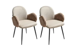 Karmstoler-Sett med 2 spisestuestoler Amity Beige,Svart,Brun