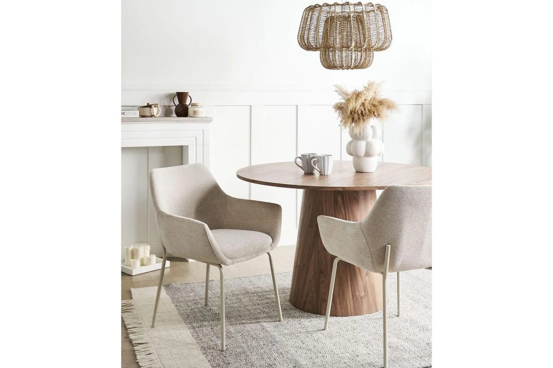 Karmstoler-Sett med 2 spisestuestoler Bowdon Beige