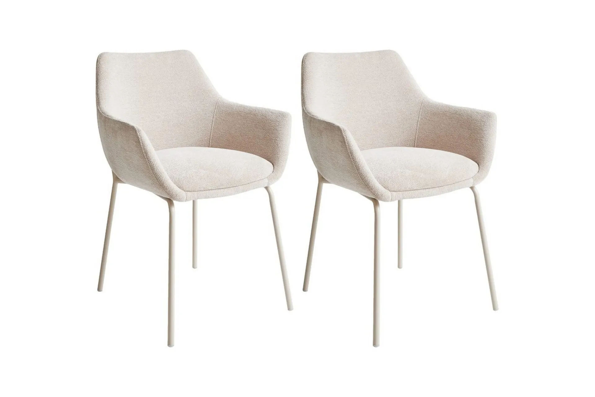 Karmstoler-Sett med 2 spisestuestoler Bowdon Beige