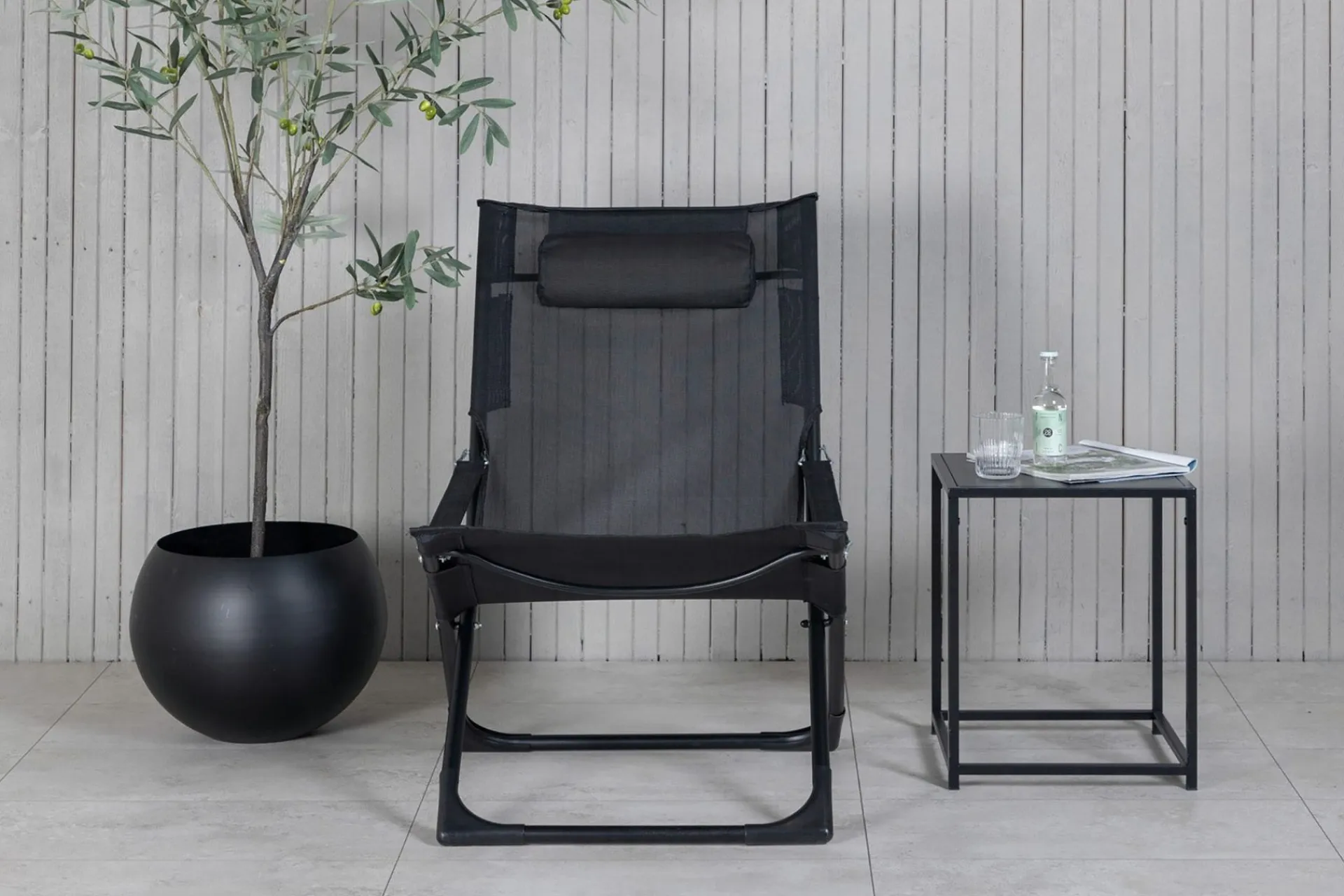 Venture Home Solstoler|Friluftsutstyr-Seville Relaxstol Sammenleggbar med Pute Svart