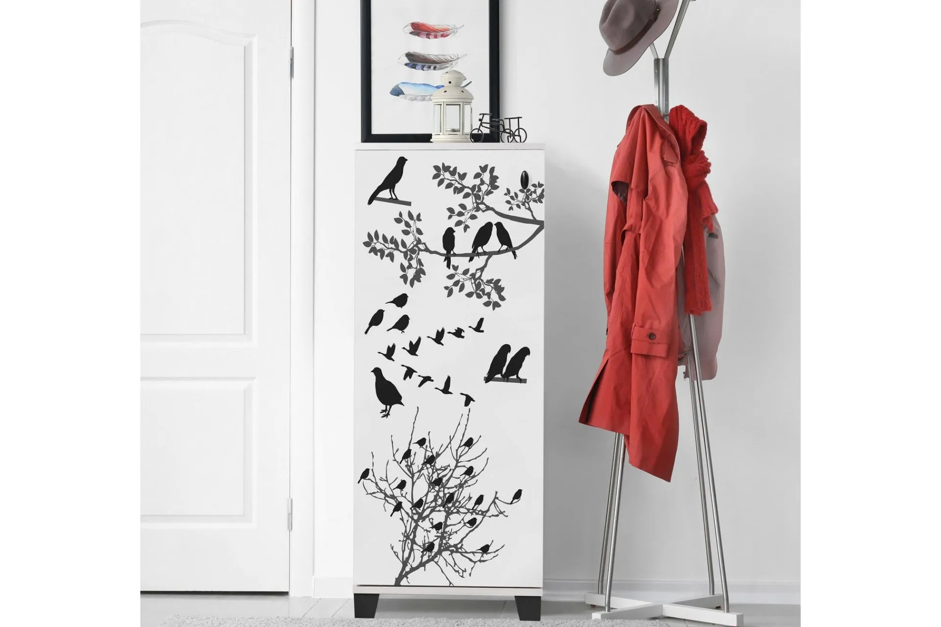Gangoppbevaring-Shoe Cabinet Hvit|Svart Svart,Hvit