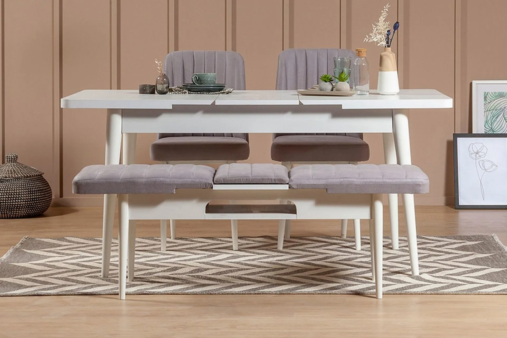 Spisegrupper-Shundrea Spisegruppe 4 deler 75 cm Hvit