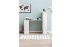 Wohnling Kontorbord-Shuping Skrivebord 120 cm med Oppbevaringshyller Hvit