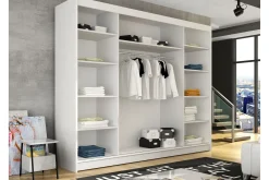 Vegghengt Oppbevaring|Knaggerekke-Sia Garderobe med Speil 250x215 cm Hvit