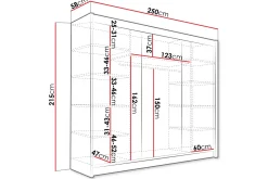 Vegghengt Oppbevaring|Knaggerekke-Sia Garderobe med Speil 250x215 cm Hvit