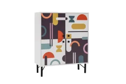 Oppbevaringsskap|Skap-Sia Highboard 95x111 cm Hvit/Brun/Lilla/Gul
