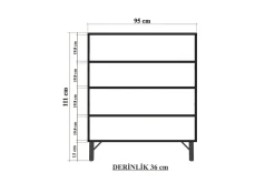 Oppbevaringsskap|Skap-Sia Highboard 95x111 cm Hvit/Brun/Lilla/Gul