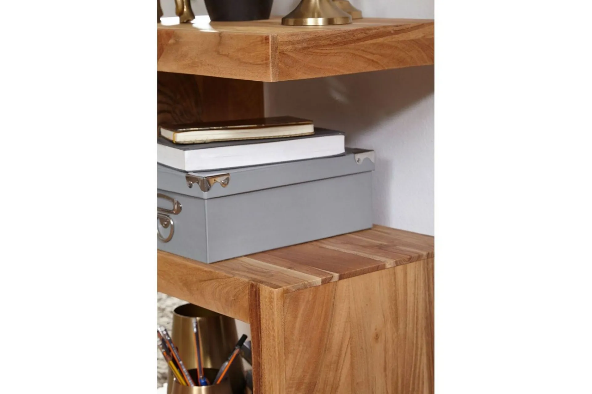 Wohnling Avlastningsbord-Sidebord Heltre, S kube, landlig stil Akasie Brun