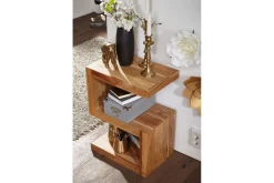 Wohnling Avlastningsbord-Sidebord Heltre, S kube, landlig stil Akasie Brun