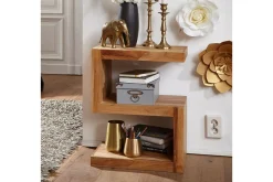 Wohnling Avlastningsbord-Sidebord Heltre, S kube, landlig stil Akasie Brun