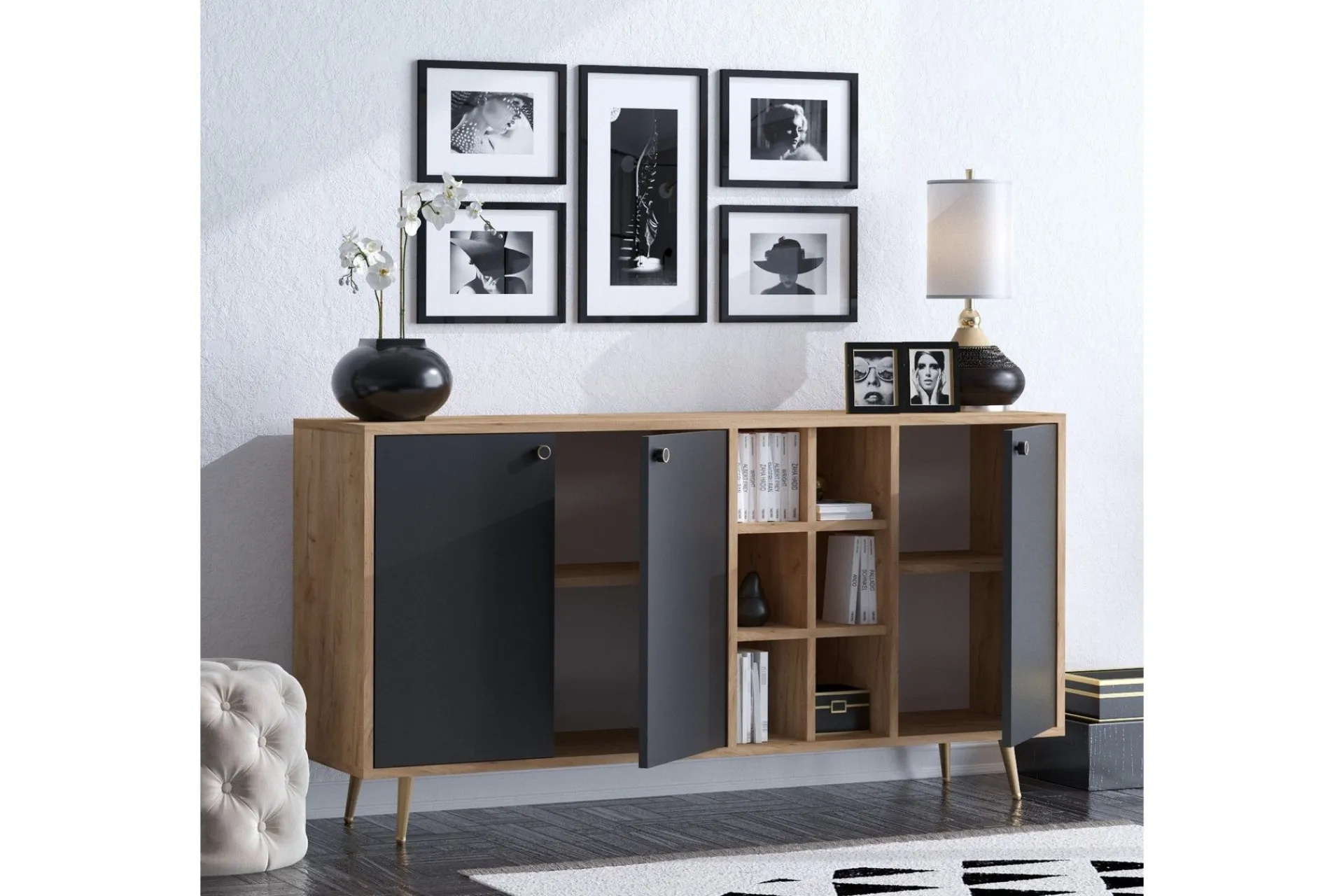 Sideboard & Skjenker-Sidobord Ek|Svart Natur,Antracit
