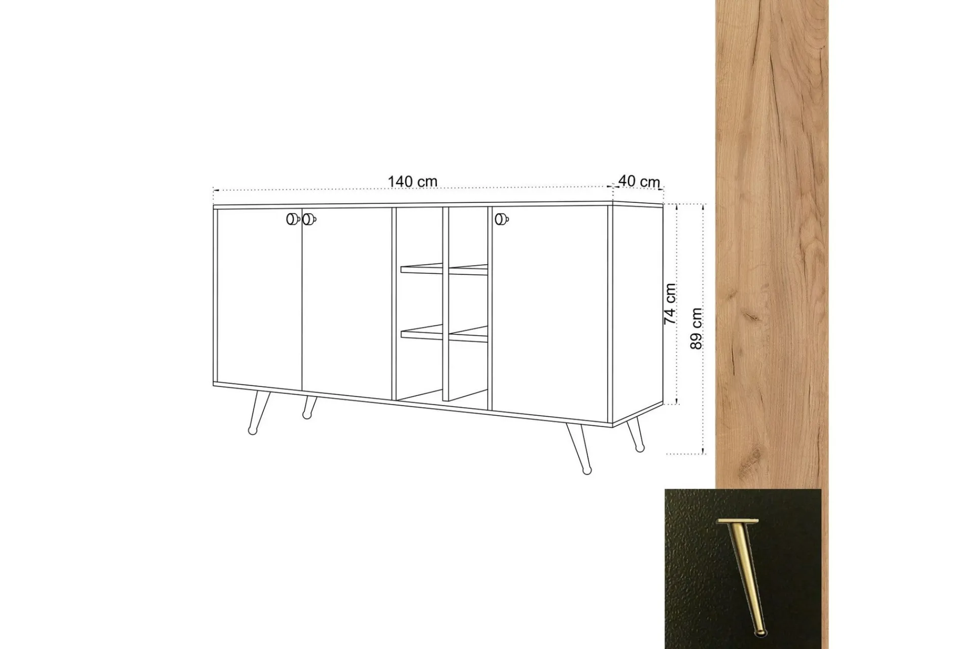 Sideboard & Skjenker-Sidobord Ek|Svart Natur,Antracit