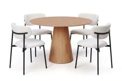 Bark Spisegrupper-Siena spisegruppe rund 110 cm med 4 Lucy spisestoler Eik