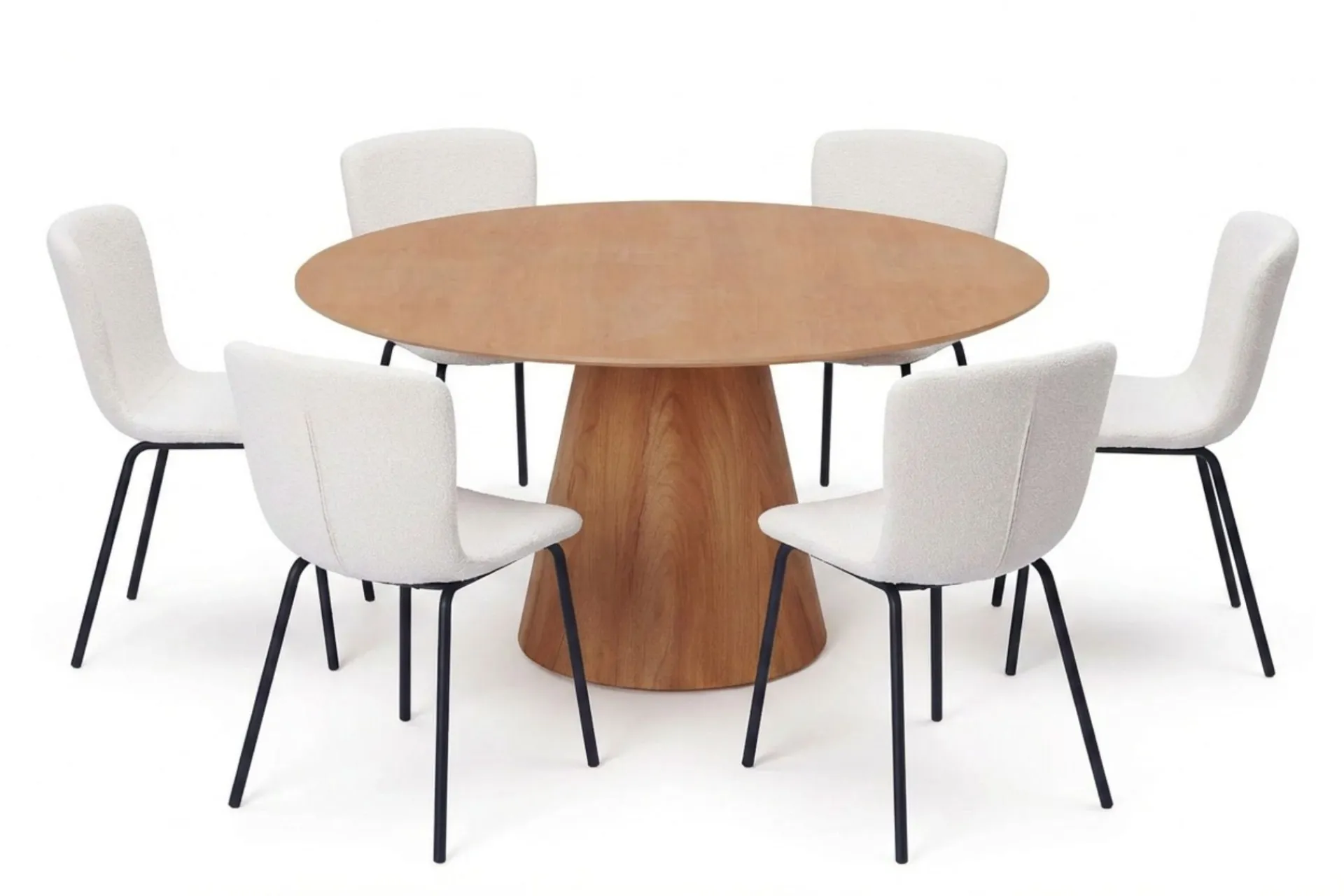 Bark Siena Spisegruppe rund 150 cm med 6 Katy spisestoler