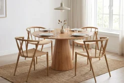 Bark Siena spisegruppe rund 110 cm med 4 Winston spisestoler