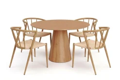 Bark Siena spisegruppe rund 110 cm med 4 Winston spisestoler