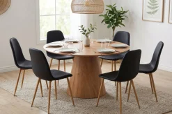 Bark Spisegrupper-Siena spisegruppe rund 130 cm med 6 Nibe spisestoler Eik