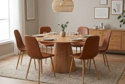 Bark Siena spisegruppe rund 150 cm med 6 Nibe spisestoler