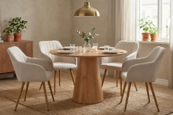 Bark Siena spisegruppe rund 110 cm med 4 Filippa spisestoler