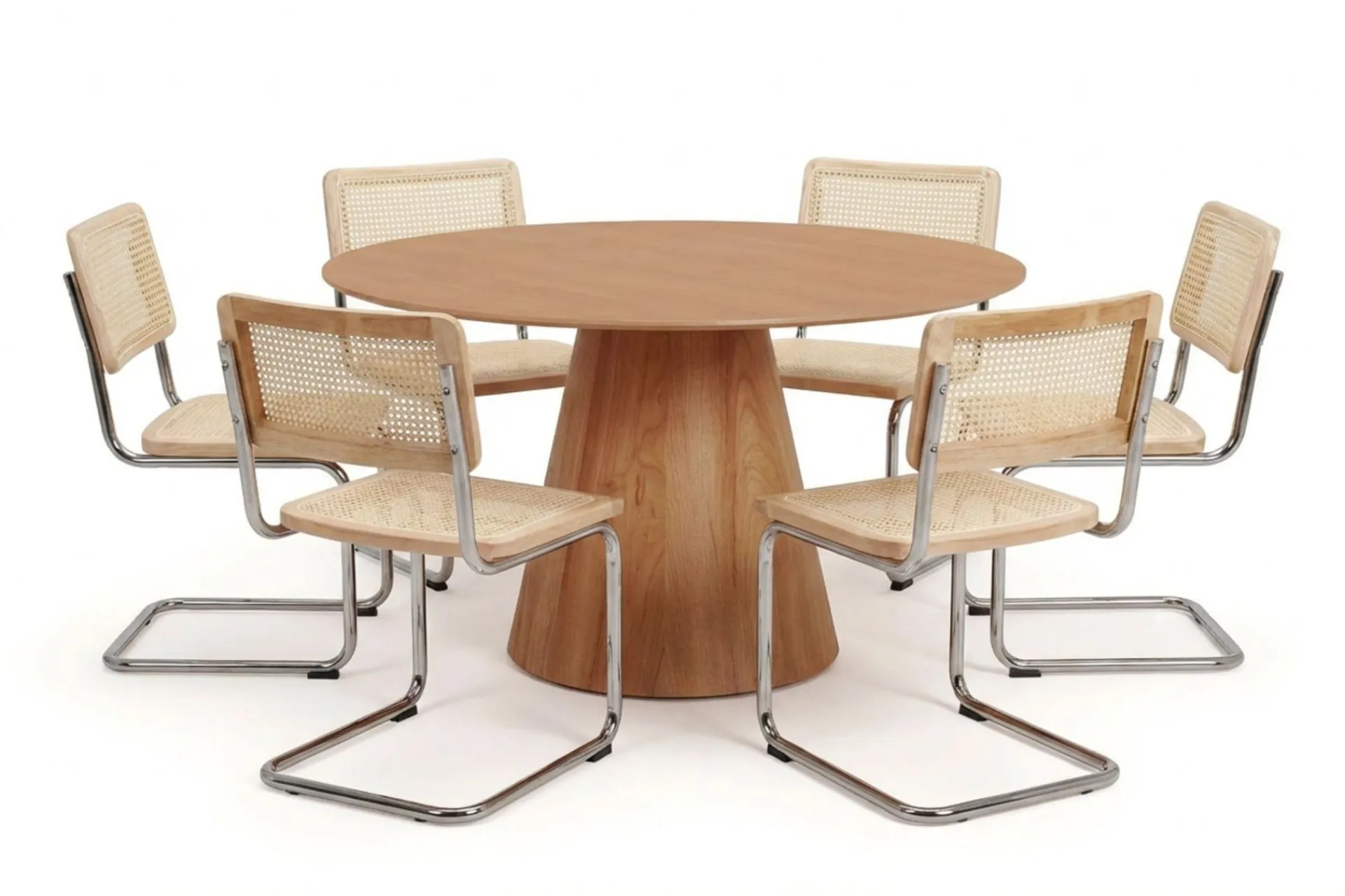 Bark Siena spisegruppe rund 150 cm med 6 Build spisestoler