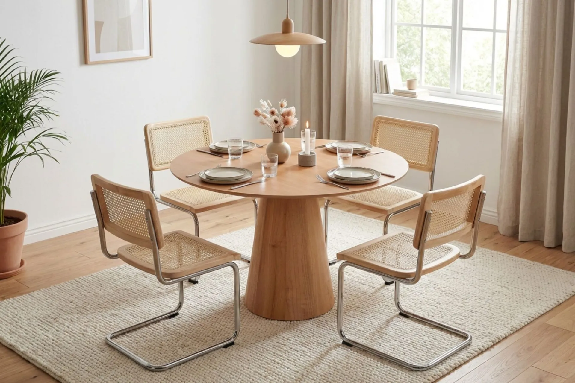 Bark Siena spisegruppe rund 110 cm med 4 Molly spisestoler