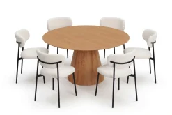 Bark Spisegrupper-Siena spisegruppe rund 150 cm med 6 Lucy spisestoler Eik