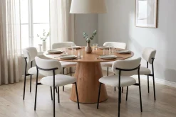 Bark Spisegrupper-Siena spisegruppe rund 150 cm med 6 Lucy spisestoler Eik
