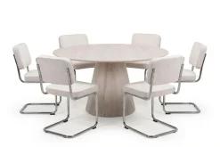 Bark Siena spisegruppe rund 150 cm med 6 Milva spisestoler