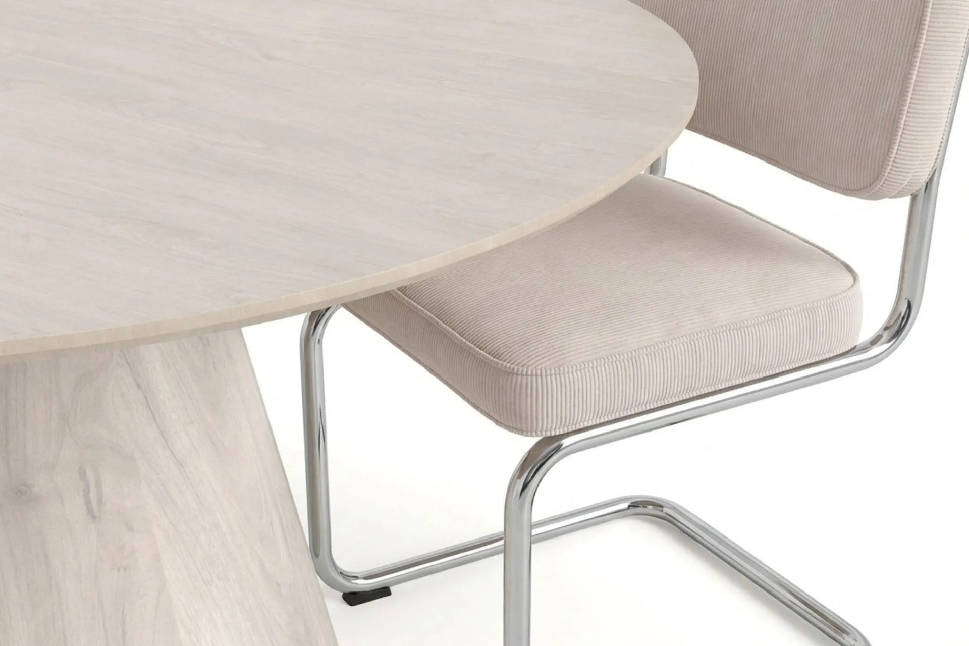 Bark Siena spisegruppe rund 130 cm med 6 Milva spisestoler